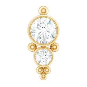 Simple Bezel Set Moissanite Two Stone Tragus Earring