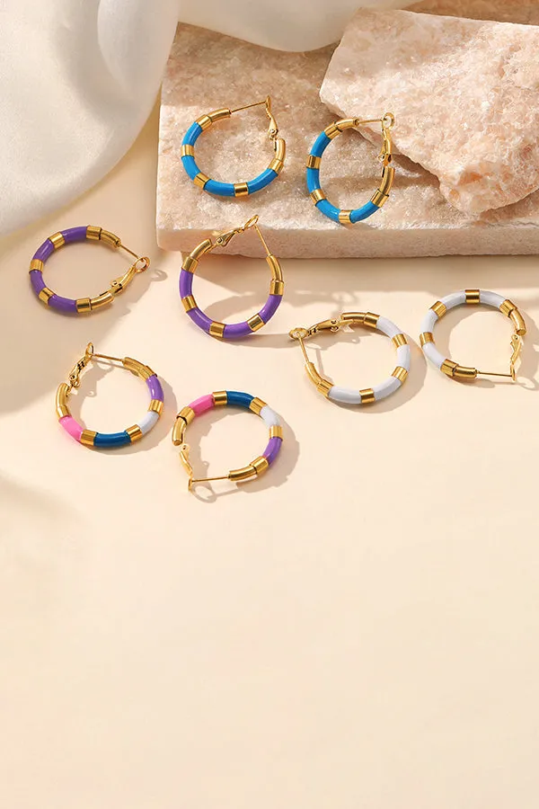 Simple Geometric Color Circle Earrings