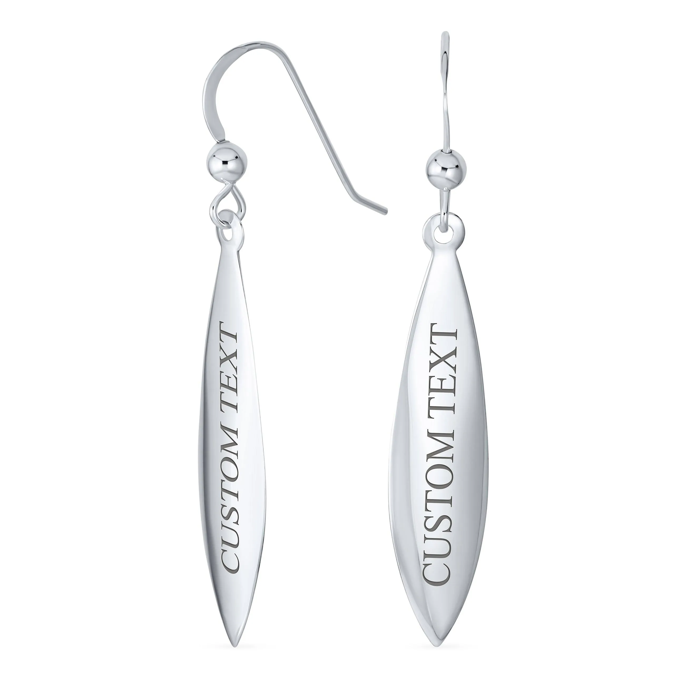 Simple Lightweight Geometric Rhombus Leaf Dangle Earrings Sterling Silver Jewelry
