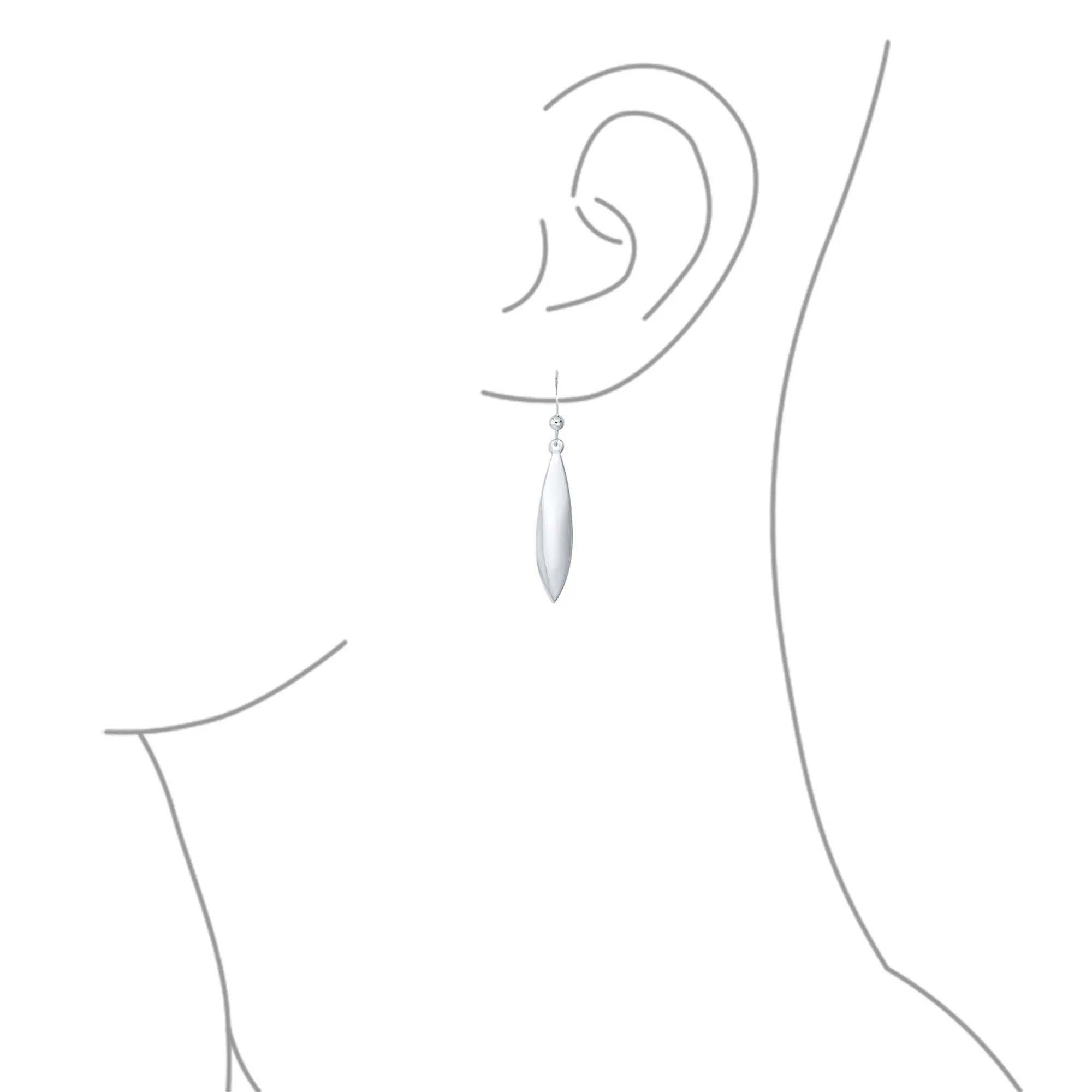 Simple Lightweight Geometric Rhombus Leaf Dangle Earrings Sterling Silver Jewelry