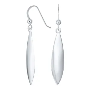 Simple Lightweight Geometric Rhombus Leaf Dangle Earrings Sterling Silver Jewelry