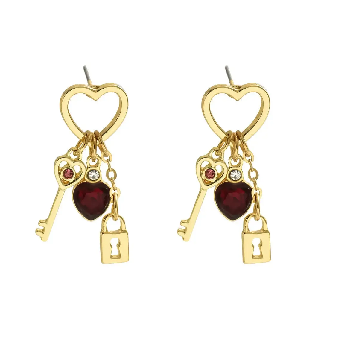 Simple Love Diamond Lock Earrings