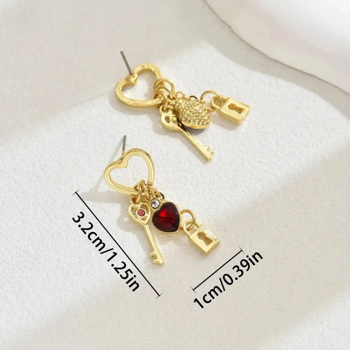 Simple Love Diamond Lock Earrings