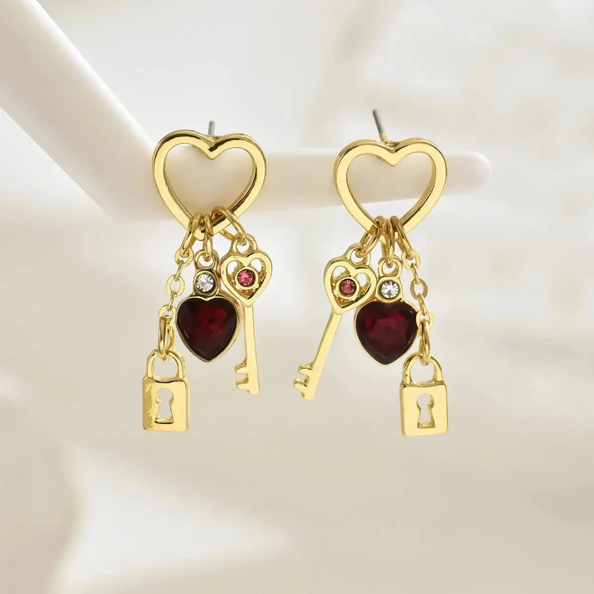Simple Love Diamond Lock Earrings