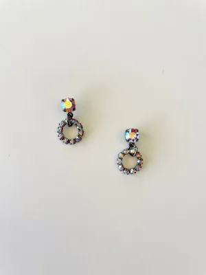 Simple Rhinestone Earrings in Black/AB