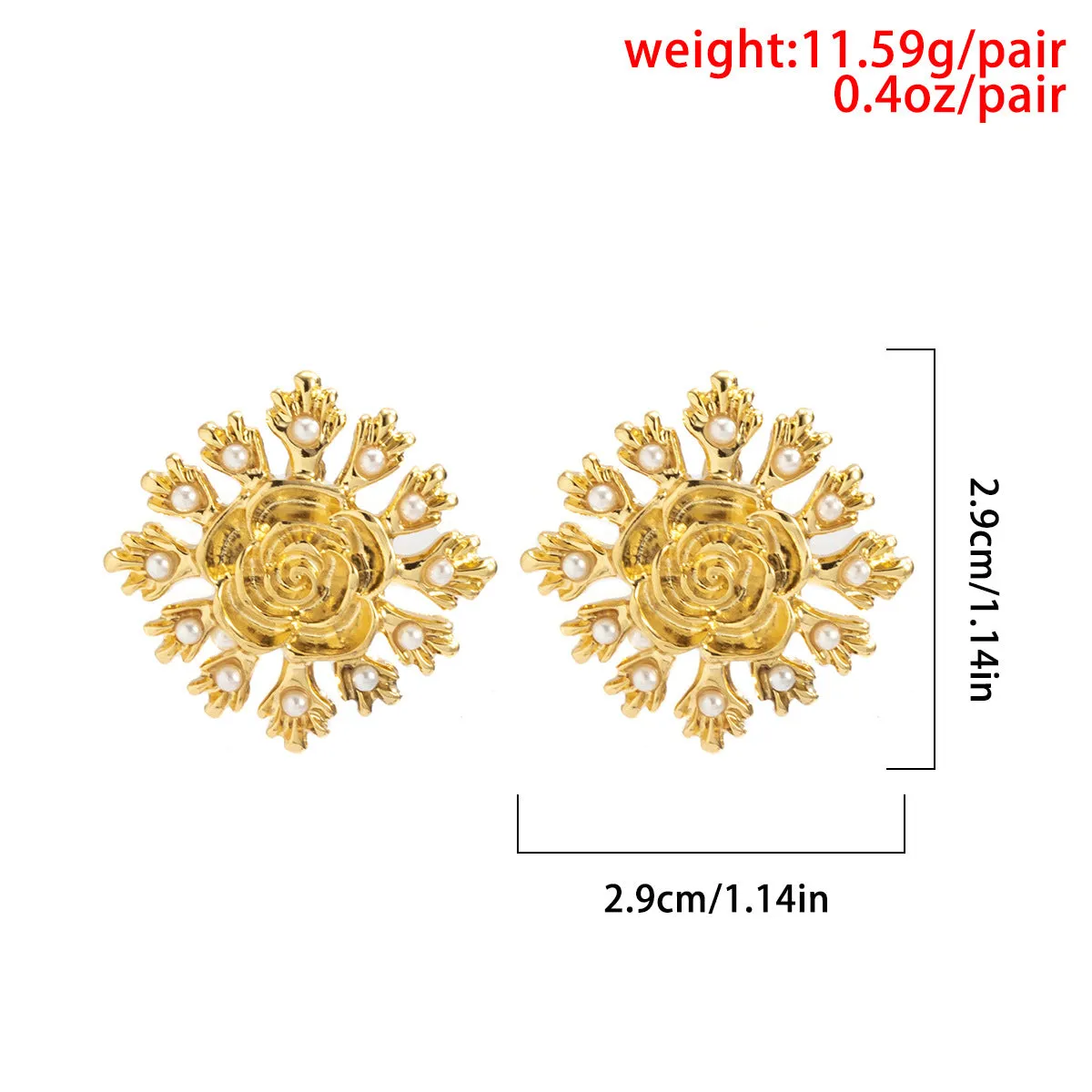 Simple Rose Three-dimensional Pearl Earrings Retro Pastoral