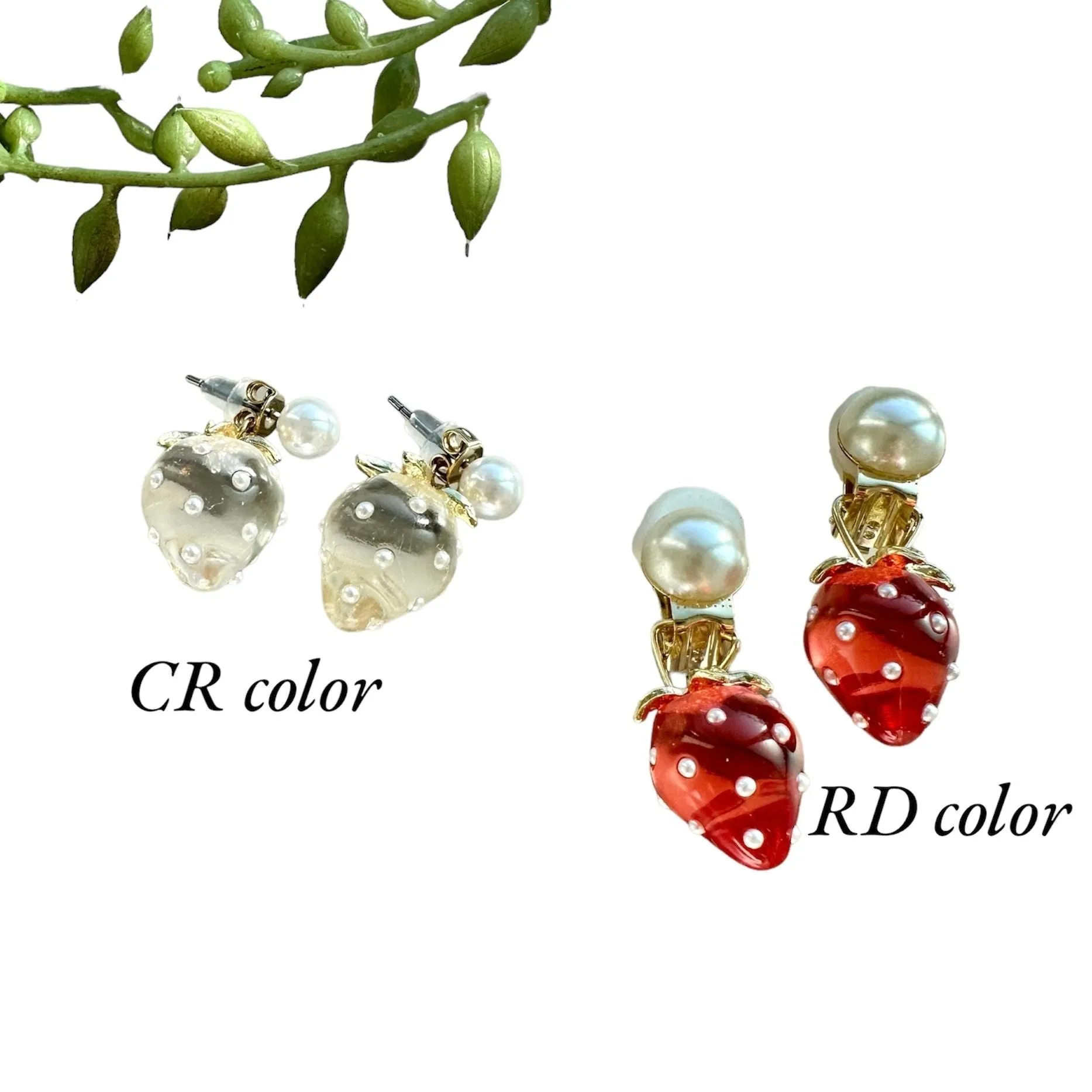Simple Strawberry Pierced earrings and Clip-on earrings