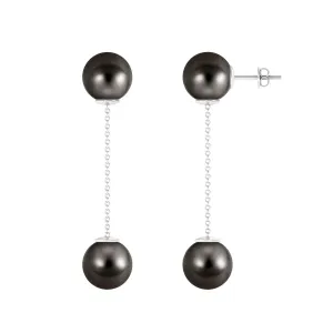 Simple Tahitian Pearl Long Chain Dangle Earrings