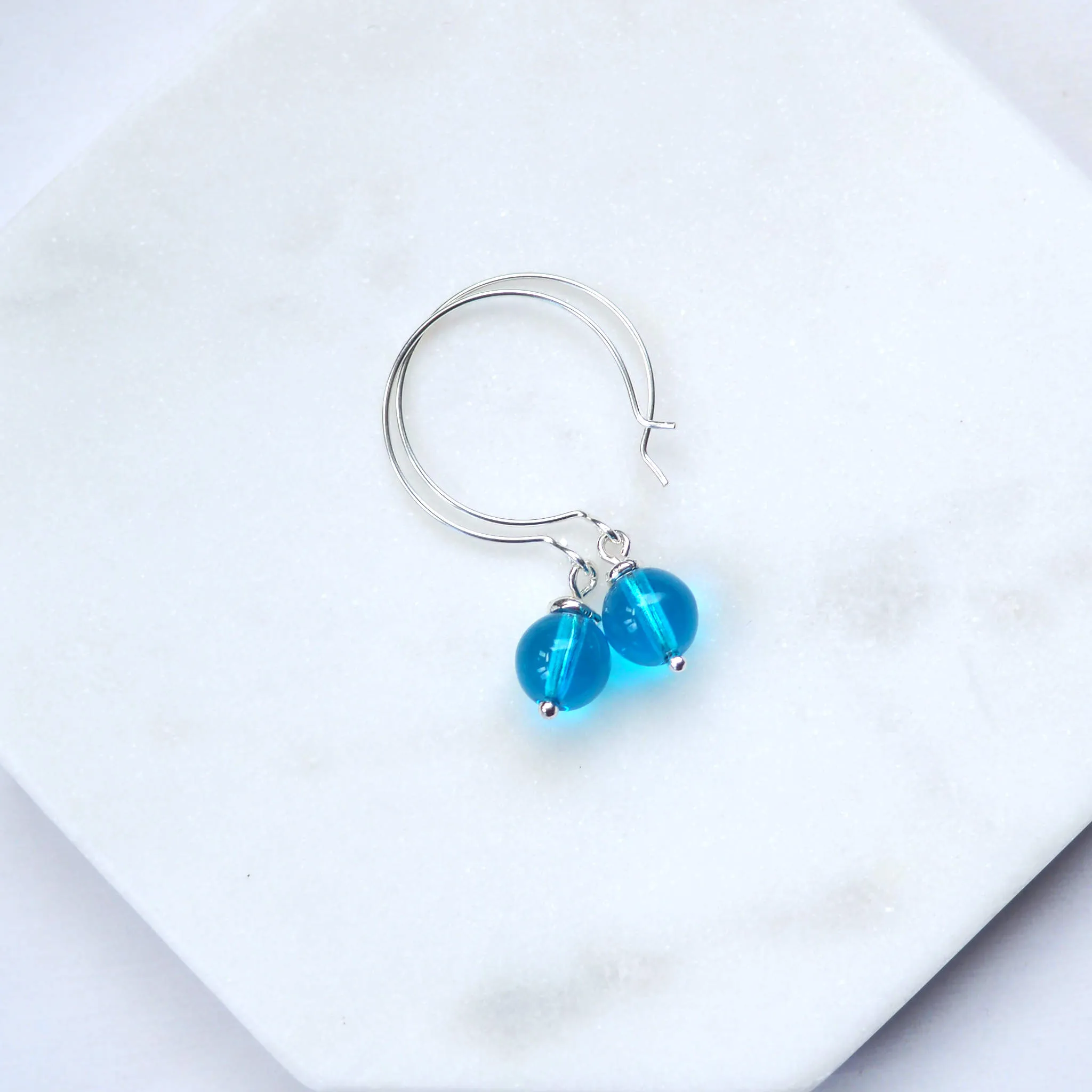 Simple Turquoise Hoop Earrings