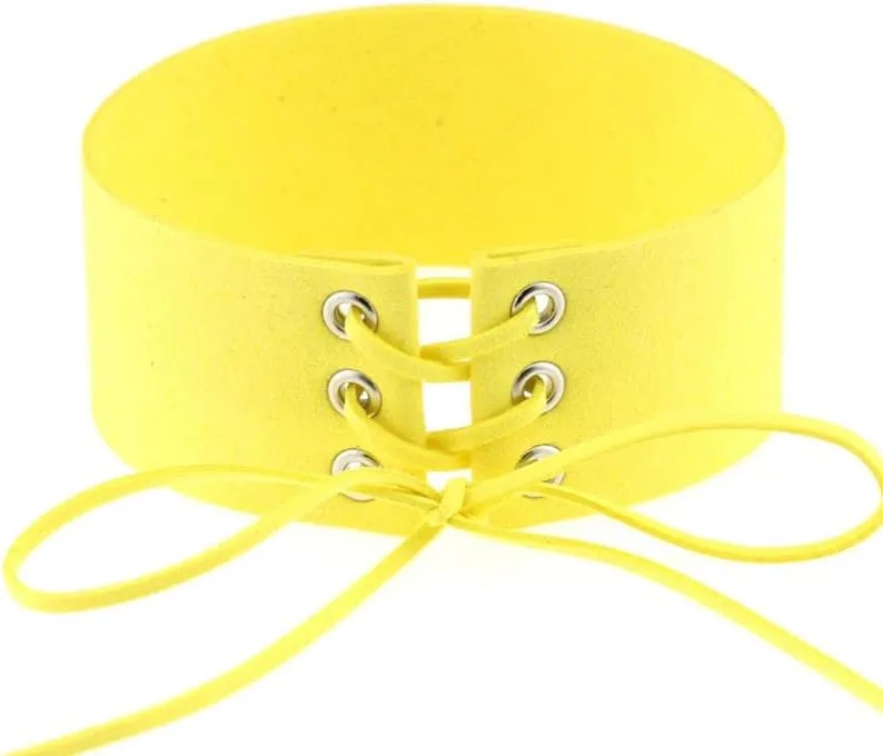 Simple Women Leather Neck Collar Choker Necklace Handmade Adjustable Hip Hop Costume Cosplay Nightclub Punk Choker