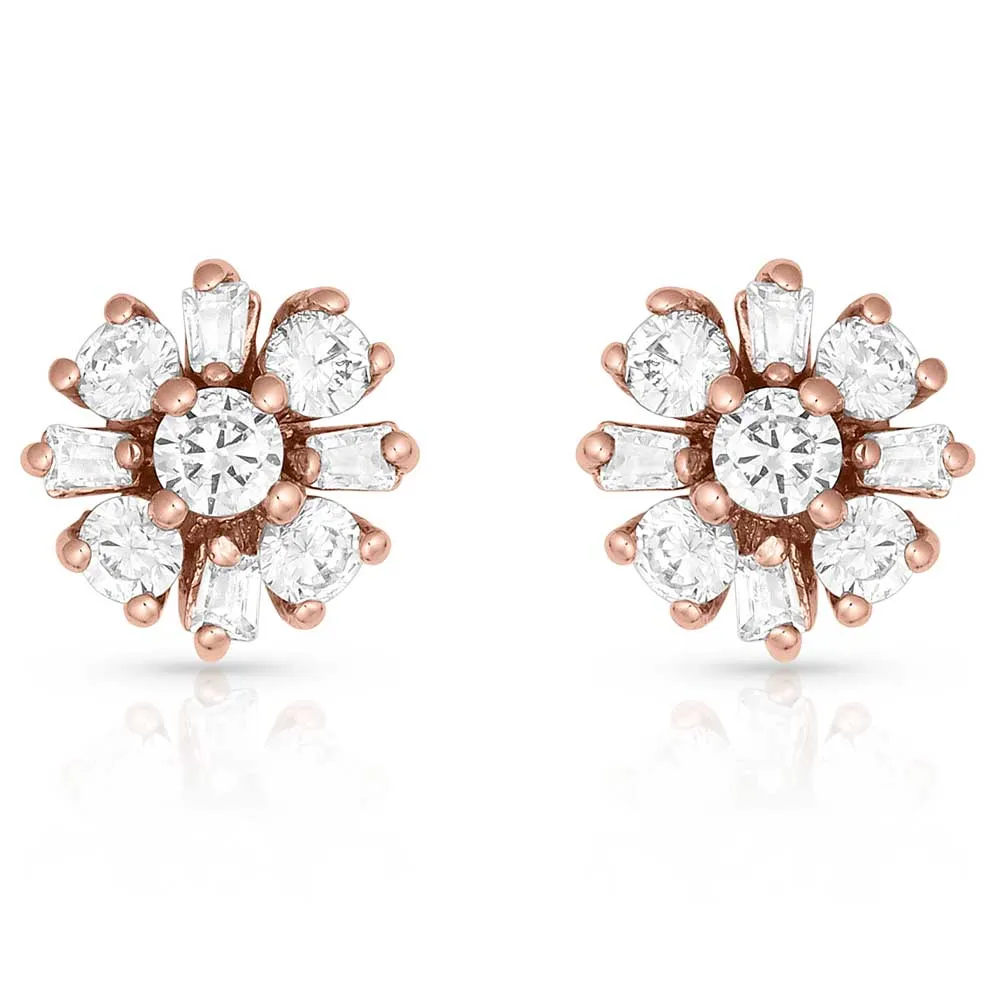 Simply Brilliant Rose Flower Earrings