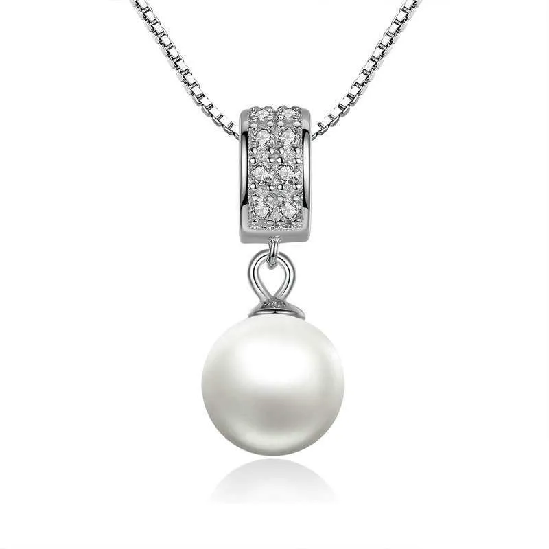 Single Pearl Necklace- Sterling Silver Necklace for Women