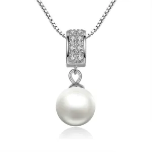 Single Pearl Necklace- Sterling Silver Necklace for Women
