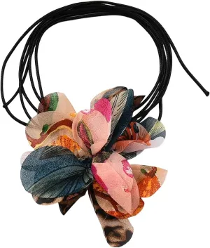Sisadodo Floral Flower Choker Necklace for Women Big Floral Choker Necklaces for Girls Artificial Flower Neck Tie Collar Necklaces