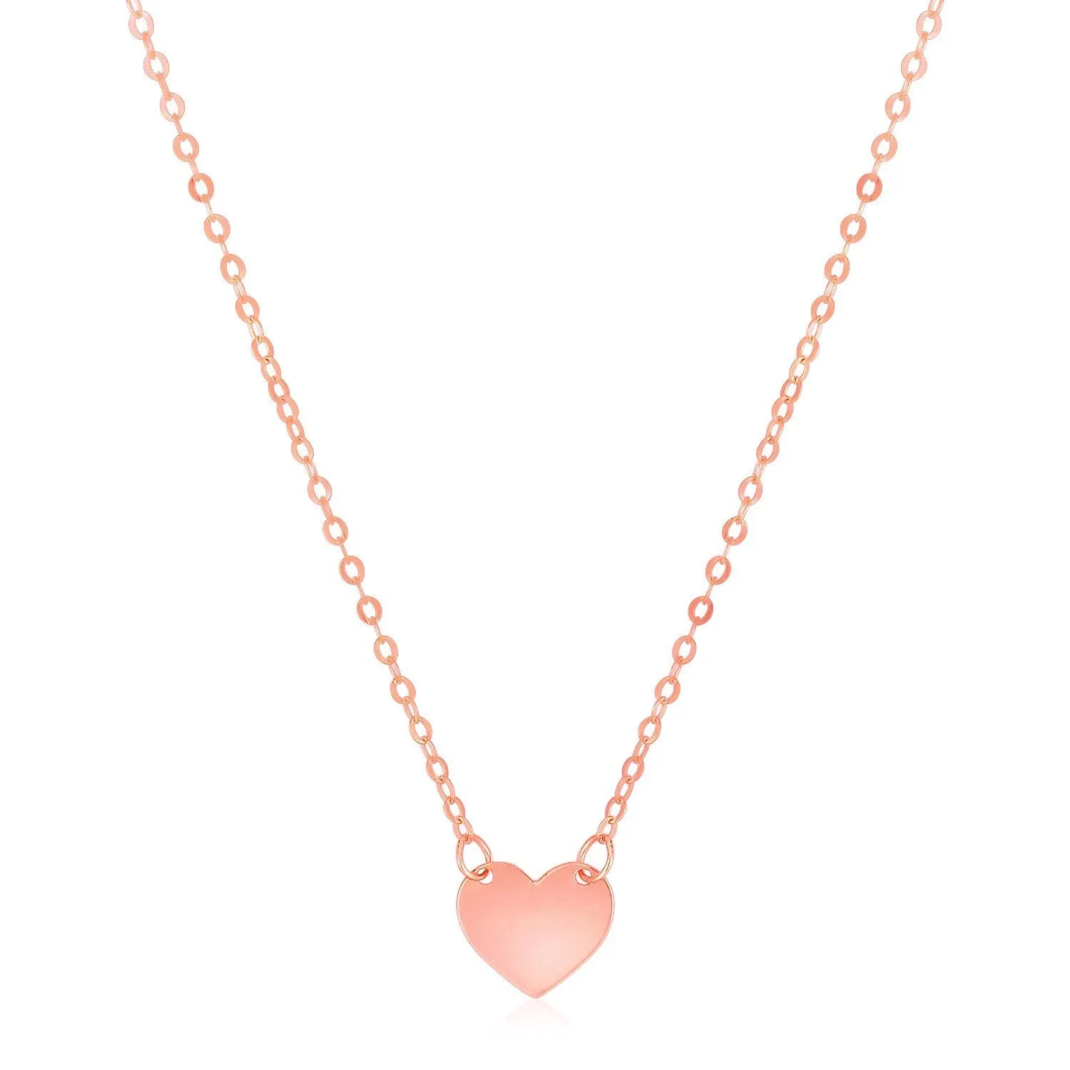 Size: 18'' - 14k Rose Gold Polished Mini Heart Necklace