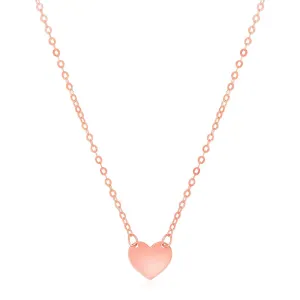 Size: 18'' - 14k Rose Gold Polished Mini Heart Necklace