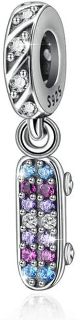 Skateboard Charm 925 Sterling Silver Sport Charm Lucky Charm for Pandora Charm Bracelet