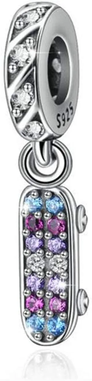 Skateboard Charm 925 Sterling Silver Sport Charm Lucky Charm for Pandora Charm Bracelet