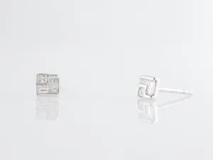 Small Geometric Diamond Earrings 14K White Gold