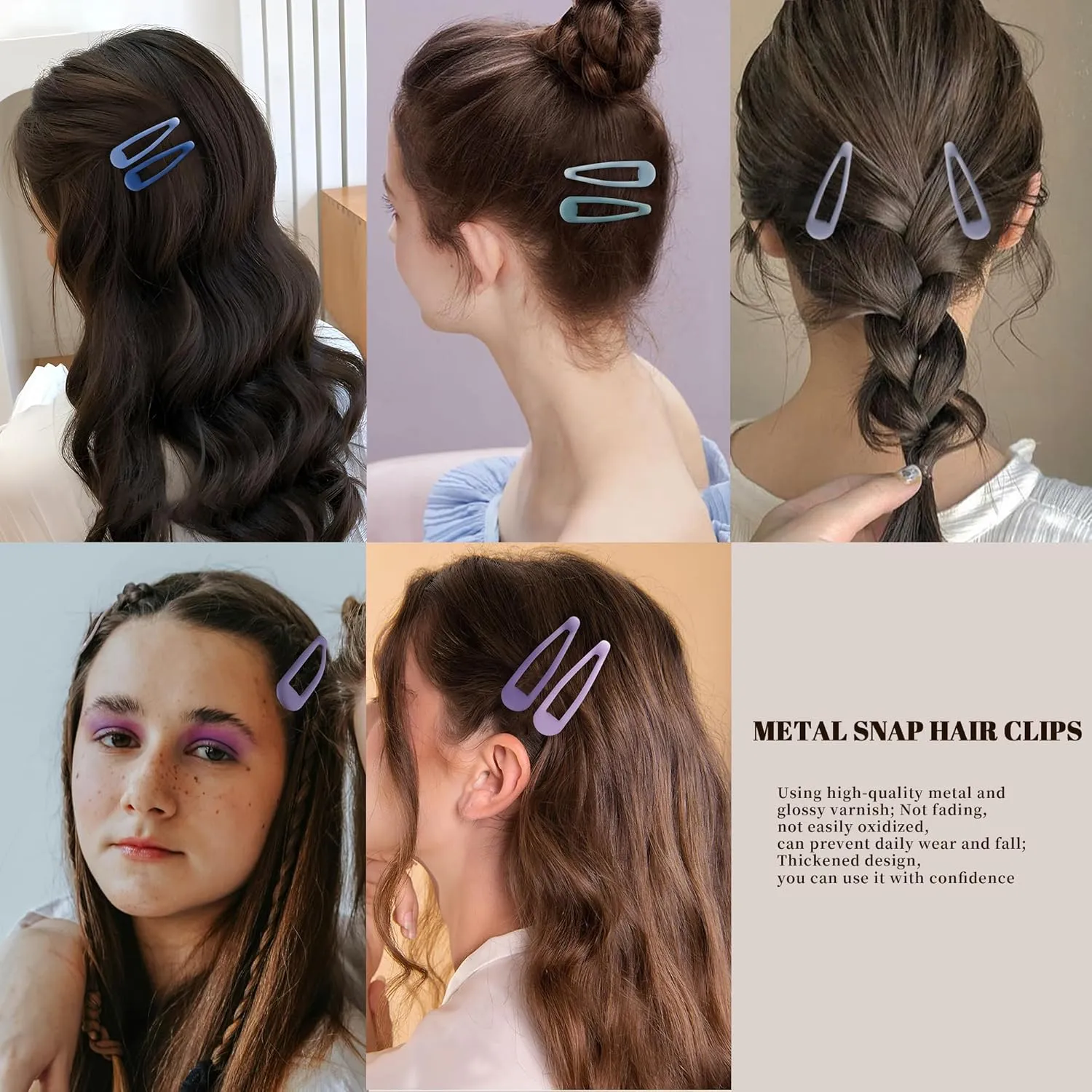 Small Hair Barrettes For Women No Slips Metal Snap Clips For Thin And Fine Hair,Matte Mix Colors,20 PCS,1.97 x 0.5 Inch.
