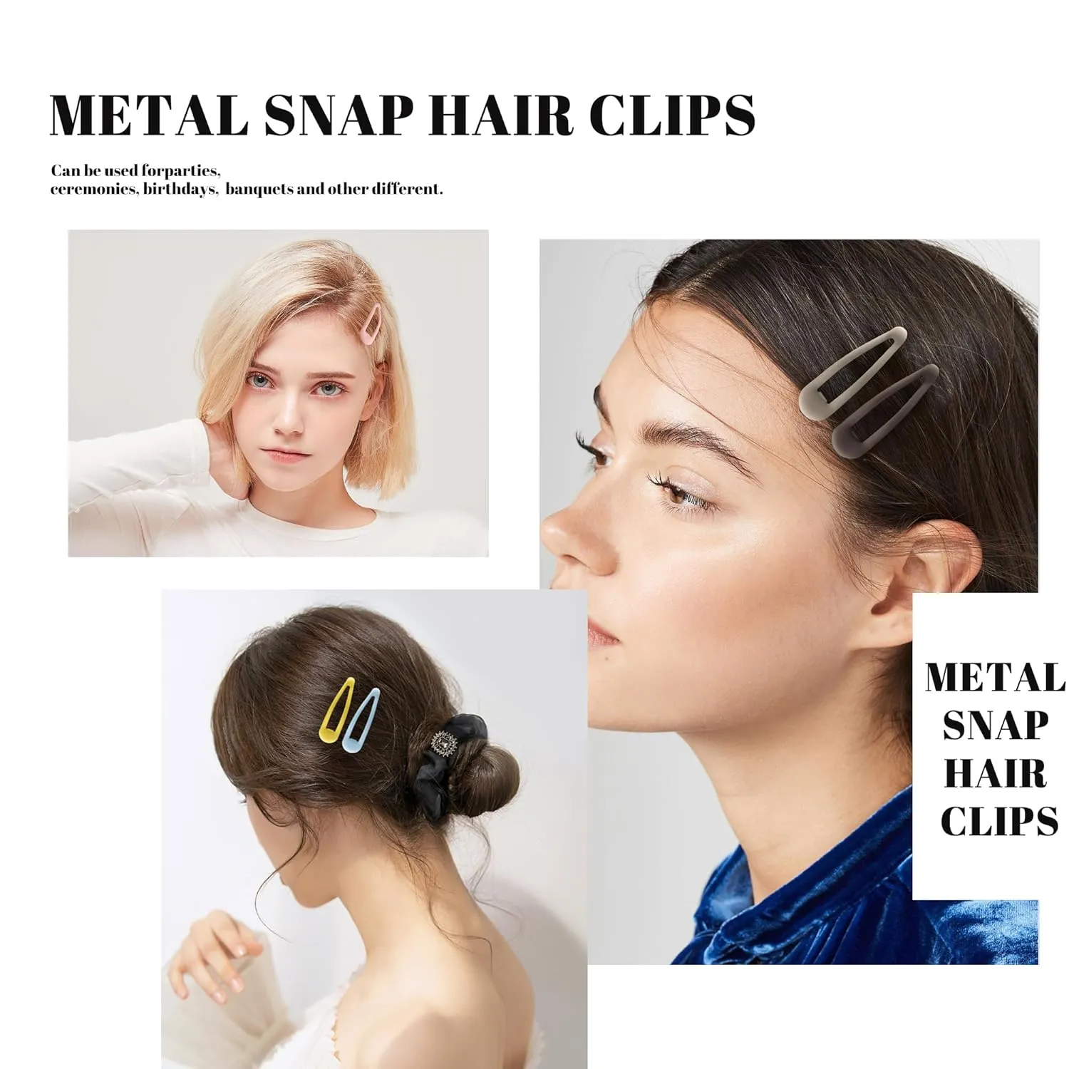 Small Hair Barrettes For Women No Slips Metal Snap Clips For Thin And Fine Hair,Matte Multi-colored,20 PCS,1.97 x 0.5 Inch.