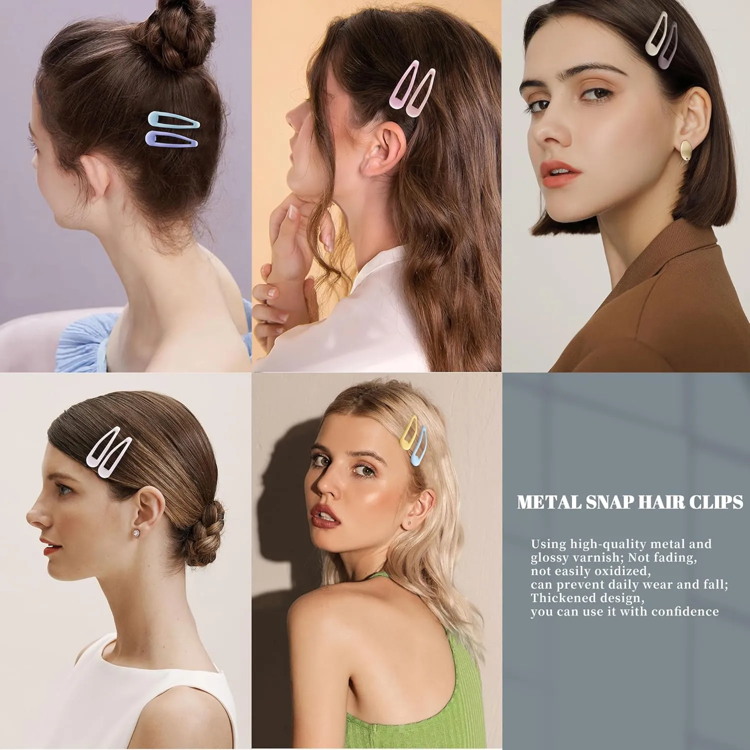 Small Hair Barrettes For Women No Slips Metal Snap Clips For Thin And Fine Hair,Matte Multi-colored,20 PCS,1.97 x 0.5 Inch.