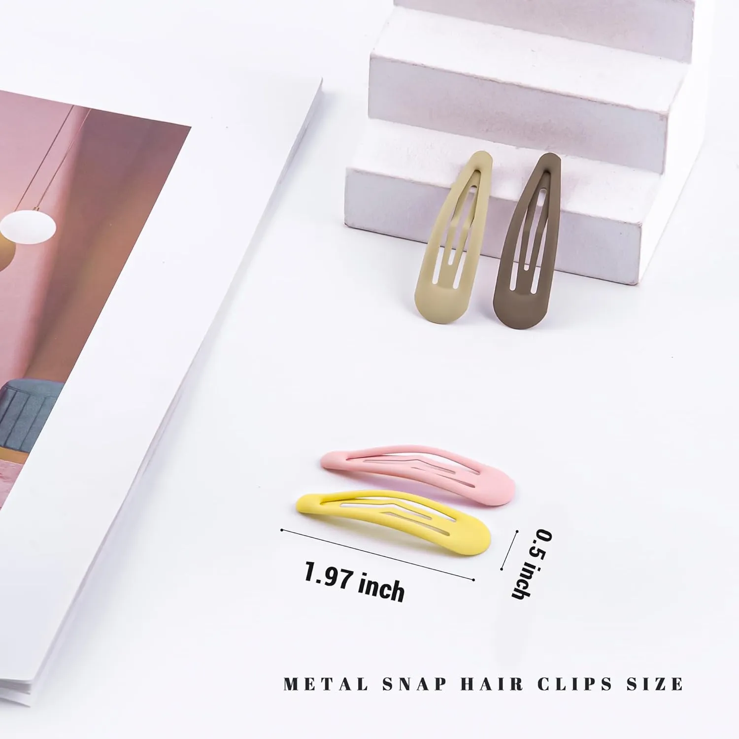 Small Hair Barrettes For Women No Slips Metal Snap Clips For Thin And Fine Hair,Matte Multi-colored,20 PCS,1.97 x 0.5 Inch.