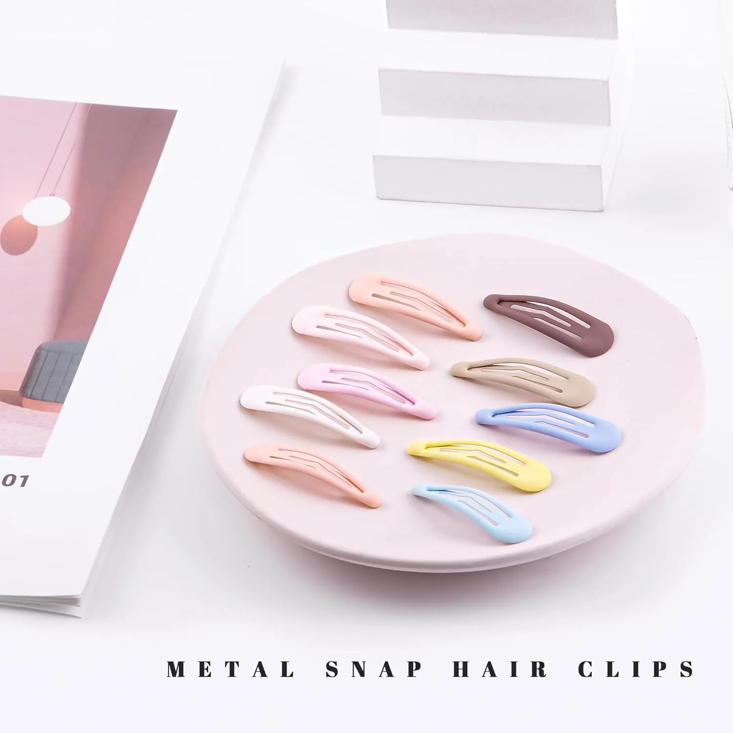 Small Hair Barrettes For Women No Slips Metal Snap Clips For Thin And Fine Hair,Matte Multi-colored,20 PCS,1.97 x 0.5 Inch.