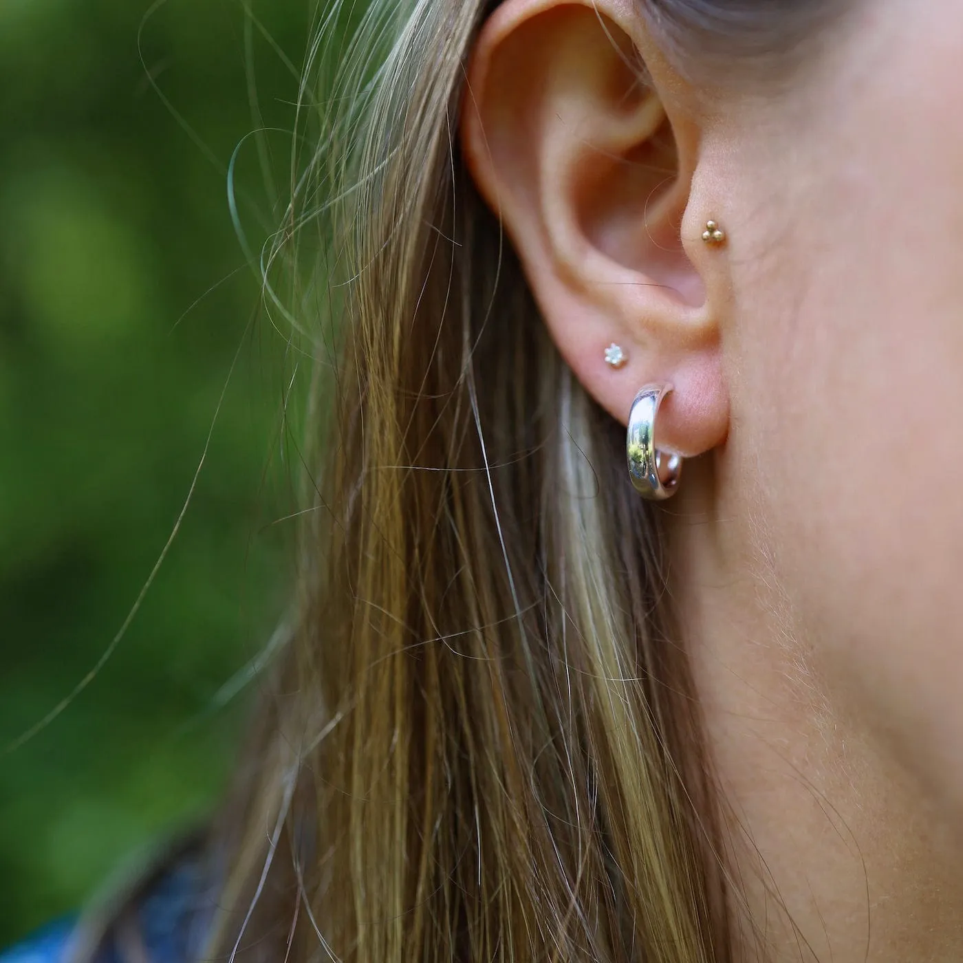 Small Hoops on Post - Sterling Silver