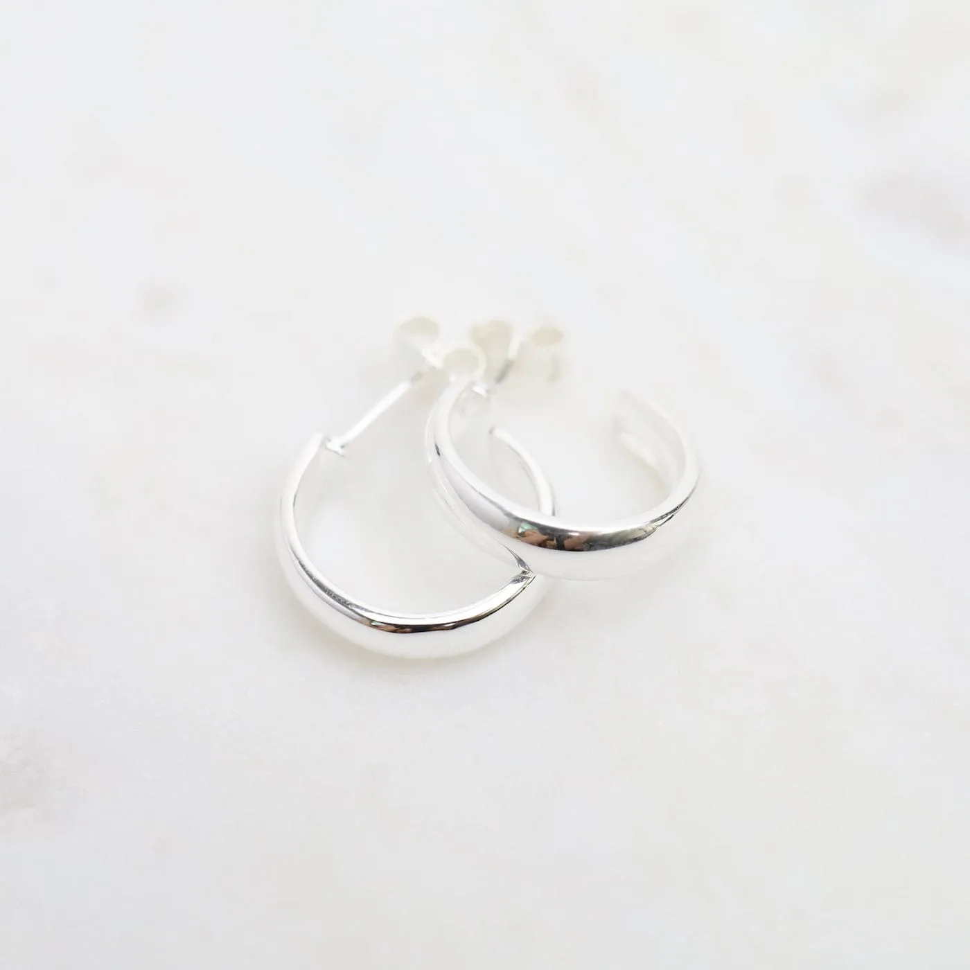 Small Hoops on Post - Sterling Silver