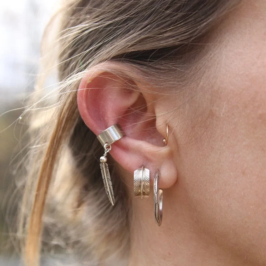 Small Sterling Silver Feather Hoops