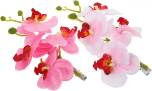 SOIMISS 2pcs Butterfly Orchid Hair Clips for Bridesmaids Durable Flower Hair Accessories for Weddings Vibrant Floral Design Versatile Styling Options for Special Occasions