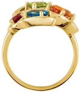 Solid 14k Yellow Gold Multi-Gemstone Ring Band (Width = 19.8mm)