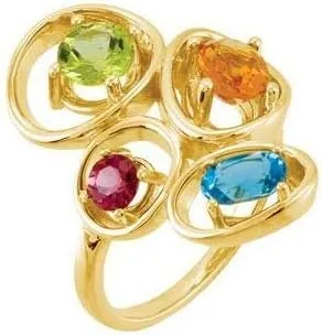 Solid 14k Yellow Gold Multi-Gemstone Ring Band (Width = 19.8mm)
