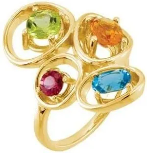 Solid 14k Yellow Gold Multi-Gemstone Ring Band (Width = 19.8mm)