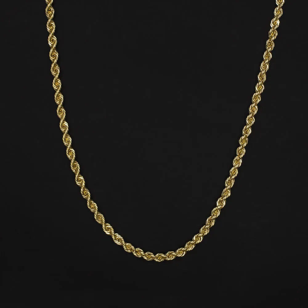 SOLID 14K YELLOW GOLD TWIST ROPE CHAIN NECKLACE 24in 1.5mm CLASSIC MENS LADIES