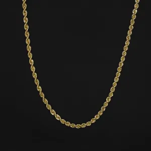 SOLID 14K YELLOW GOLD TWIST ROPE CHAIN NECKLACE 24in 1.5mm CLASSIC MENS LADIES