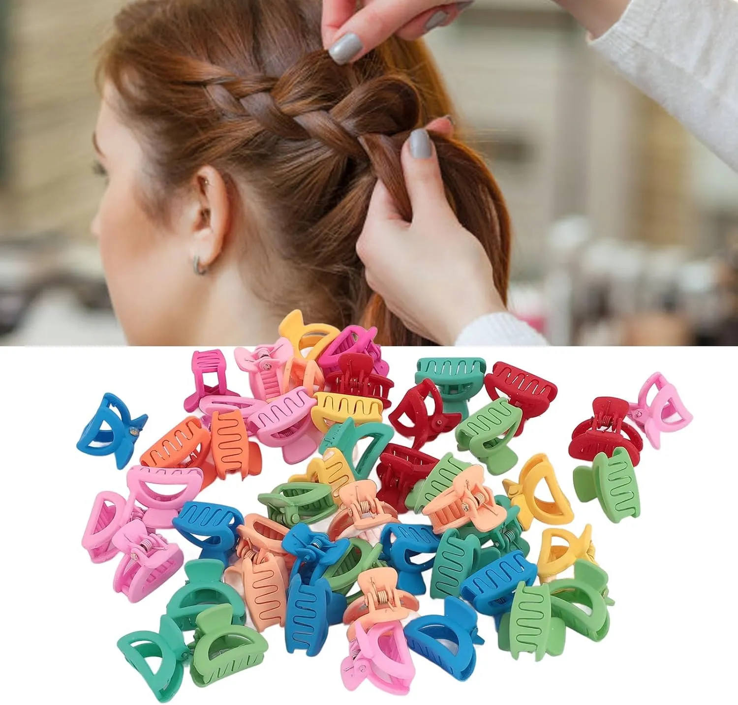 Sonew 100Pcs Mini Hair Claw Clips, Cute Curved Moon Shaped Tiny Hair Clip Strong Grip Small Claw Hair Clips for Ponytail Fine Hair