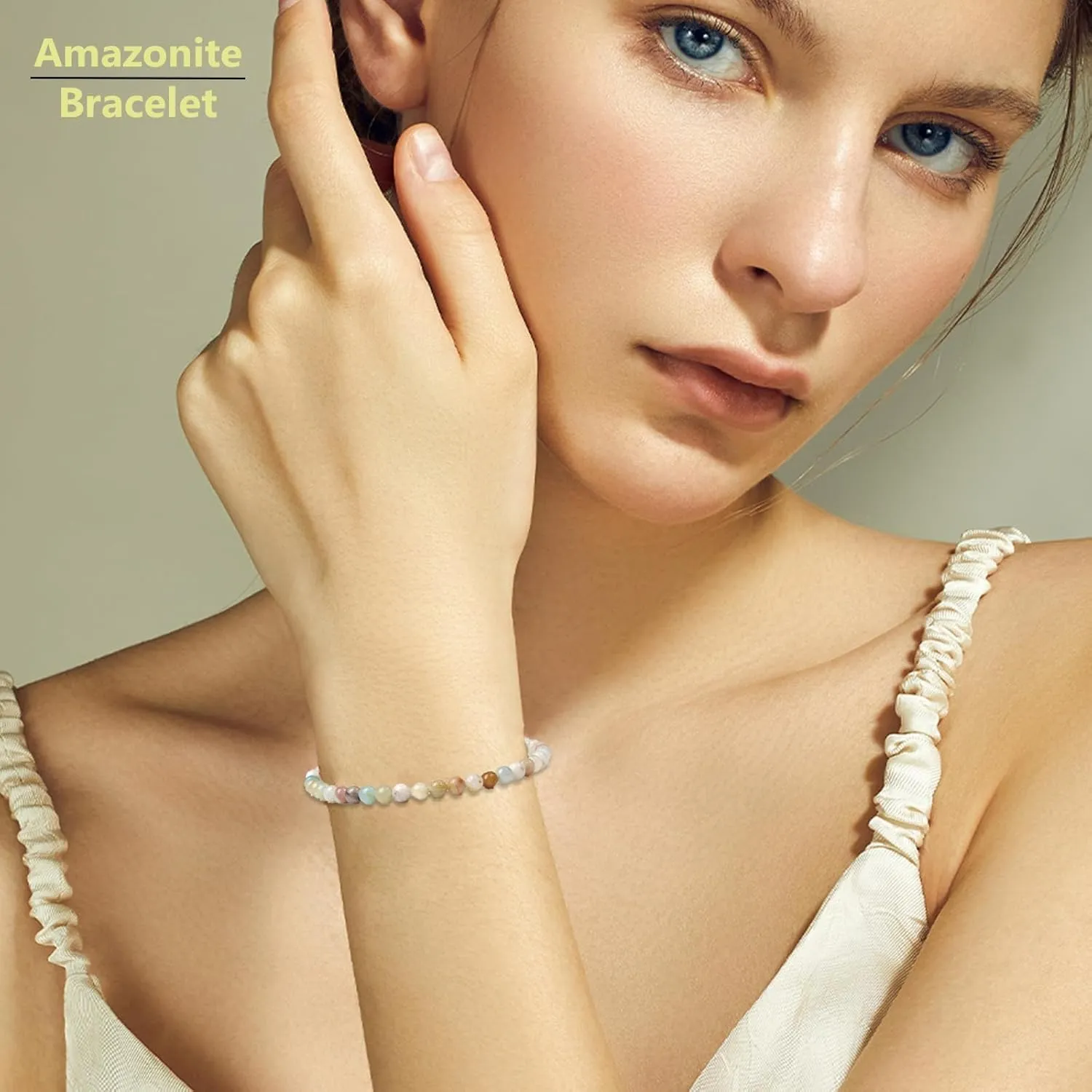 SONNYX Crystal Bracelets for Women Men - 4MM Natural Stone Gemstone Beaded Bracelet Stretch Beads Bracelets Amethyst Jewelry