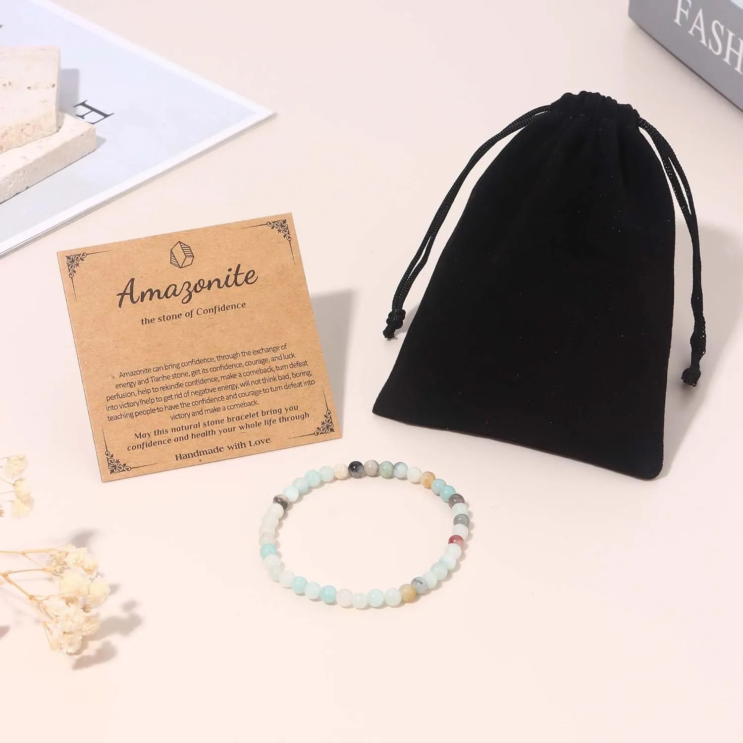 SONNYX Crystal Bracelets for Women Men - 4MM Natural Stone Gemstone Beaded Bracelet Stretch Beads Bracelets Amethyst Jewelry