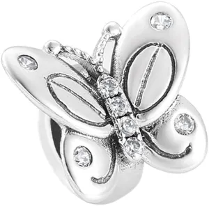 Spacer Charm Rubber Stopper Spacer Bead 925 Sterling Silver Clip Charm fit Pandora Style Charm Bracelets (Butterfly Spacer Charm)