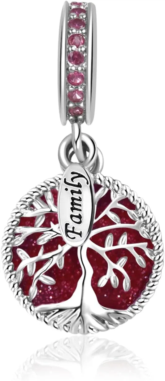 Sparkling Tree of Life Birthday Family Charm Compatible with Pandora Charms Bracelets for Women Christmas Birthday Jewelry Gift