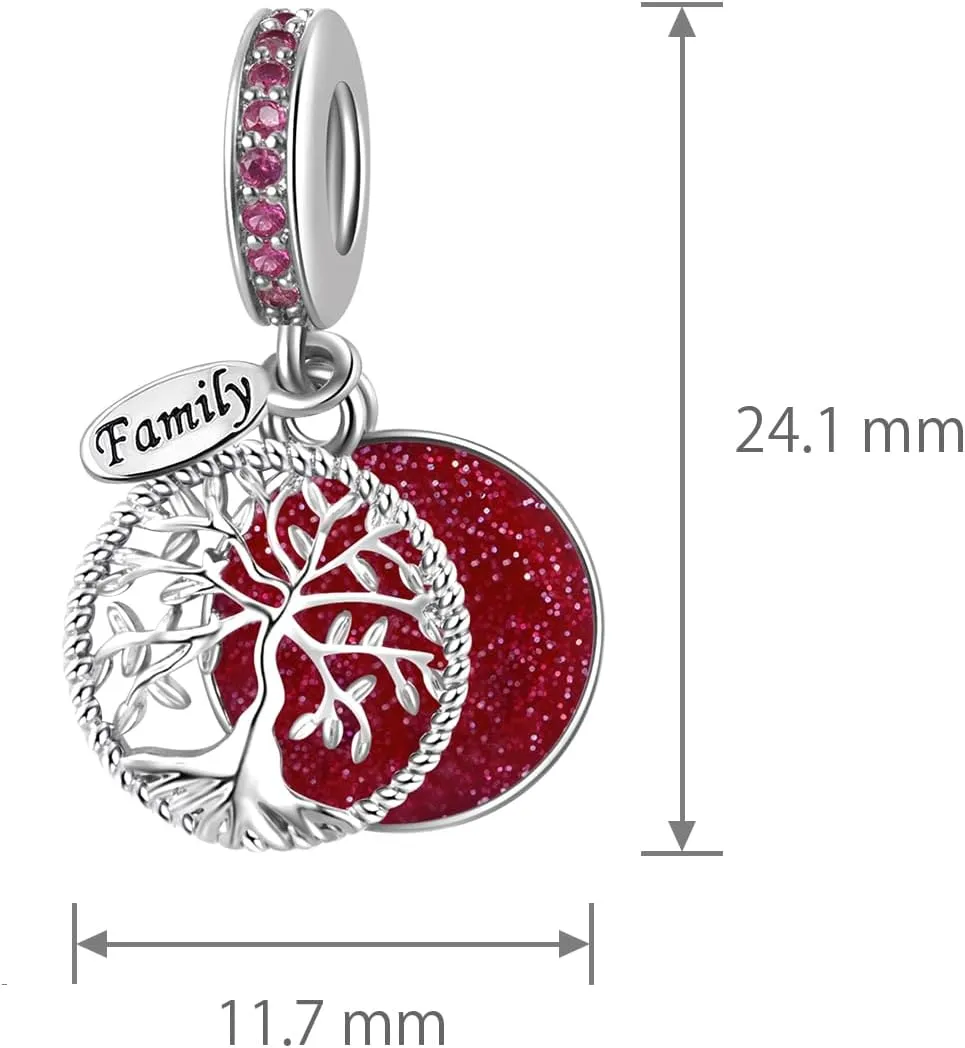 Sparkling Tree of Life Birthday Family Charm Compatible with Pandora Charms Bracelets for Women Christmas Birthday Jewelry Gift