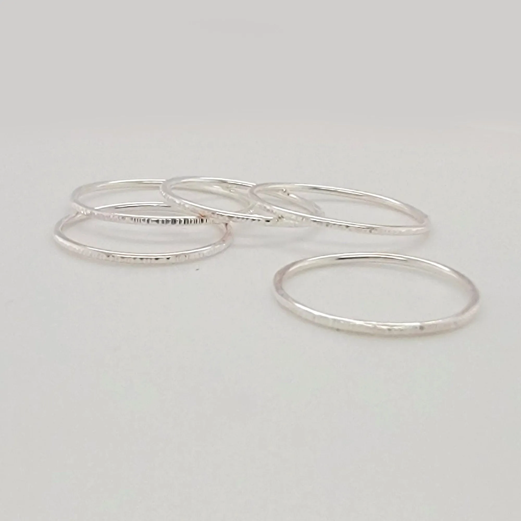 Sparkly hammered  texture stacking rings - Stacking ring - stackable rings - CG476R. Starts at