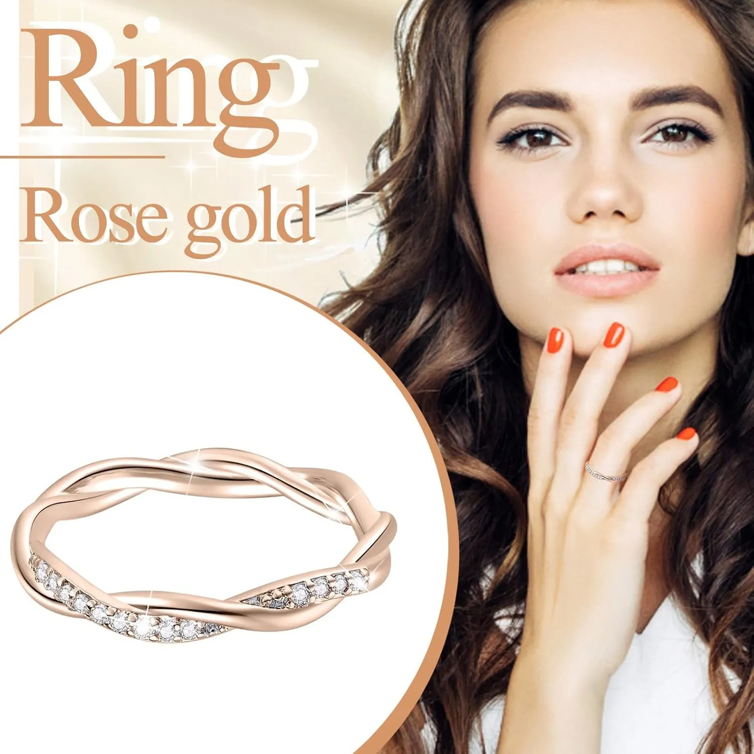 Stackable Engagement Rings for Women,925 Sterling Silver Twisted Rope CZ Statement Wedding Bands Anniversary Jewelry Gifts