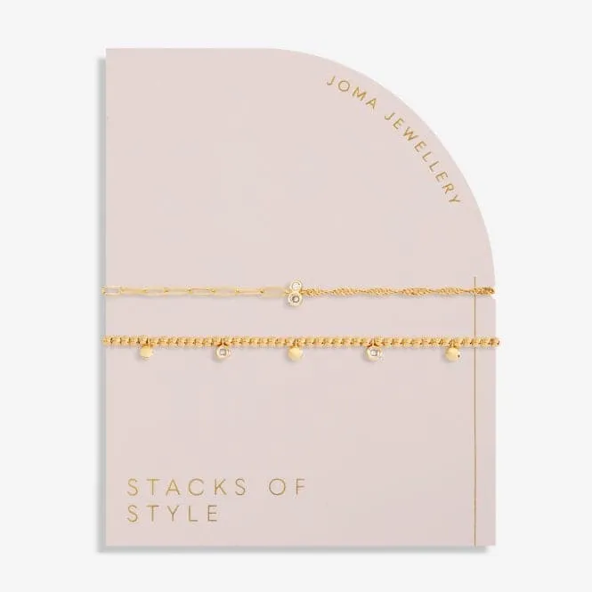 Stacks Of Style Cz Gold Set Of 2 Bracelet 6328