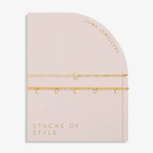 Stacks Of Style Cz Gold Set Of 2 Bracelet 6328