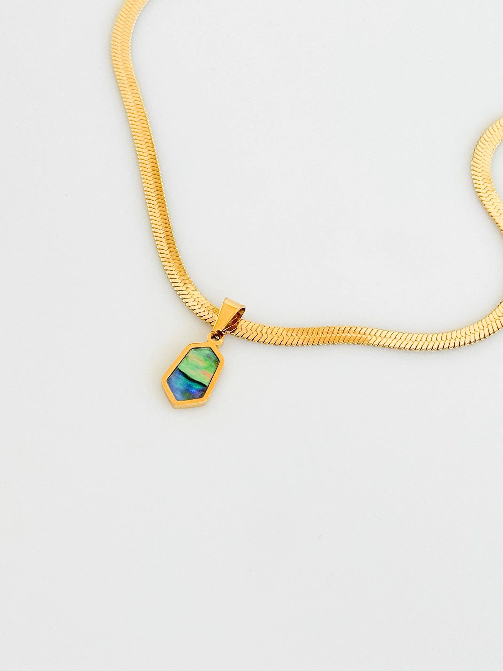 Stainless Steel Iridescent Charm Necklace