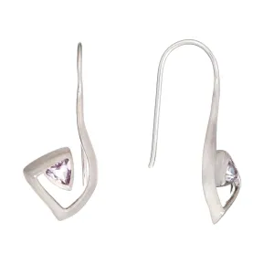 Sterling Silver Amethyst Geometric Spiral Drop Earrings