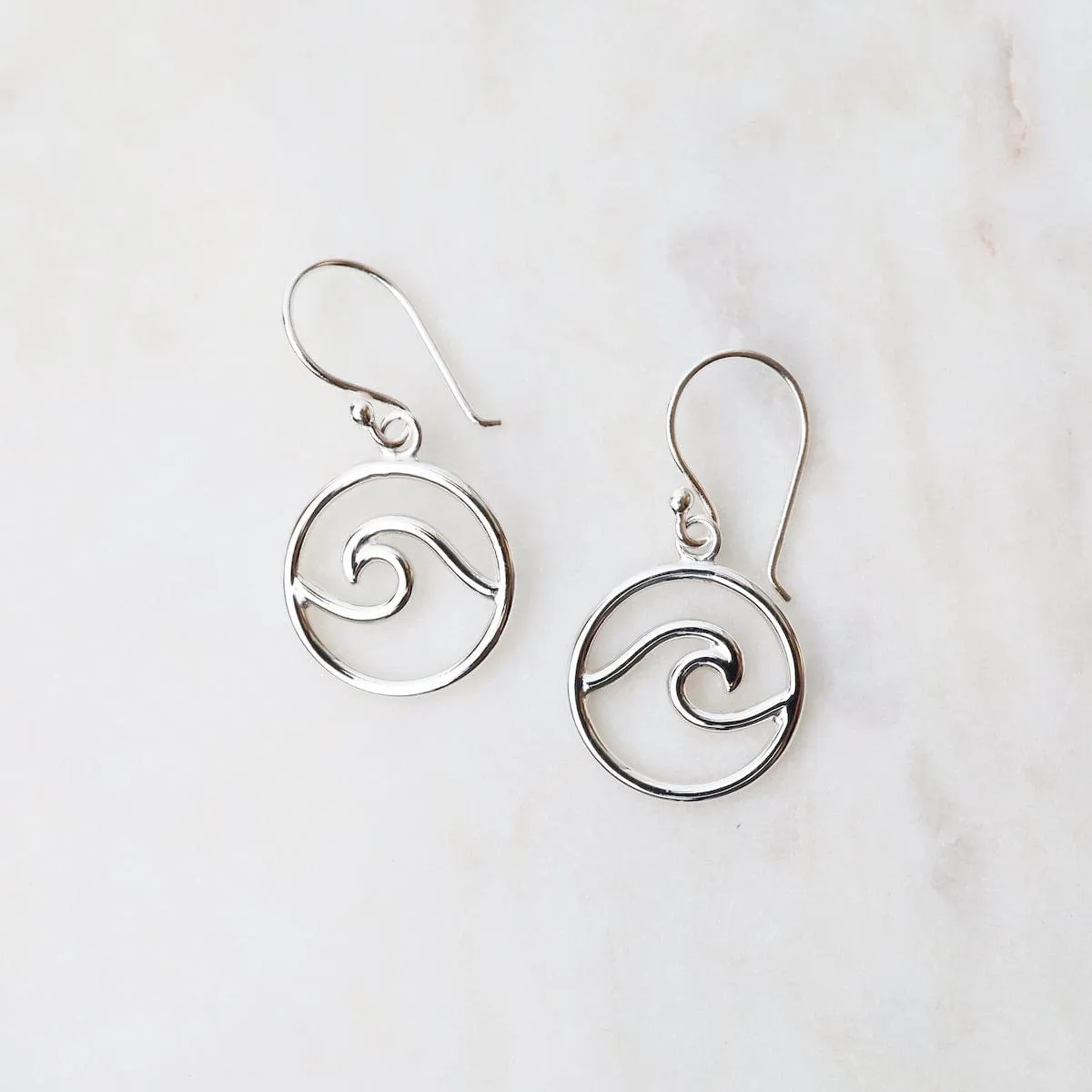 Sterling Silver Circle Wave Earrings